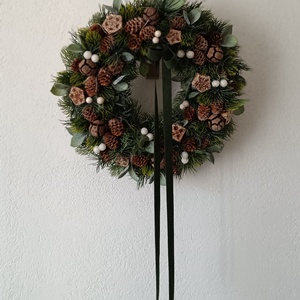 Karácsonyi kopogtató led világítással - karácsony - adventi díszek - adventi ajtódísz - Meska.hu