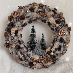 Havas táj - kopogtató, Karácsony, Adventi díszek, Adventi ajtódísz, Virágkötés, MESKA