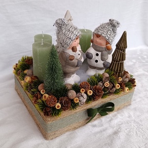 Adventi asztaldísz led világítással - karácsony - adventi díszek - adventi asztaldísz - Meska.hu