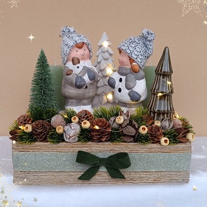 Adventi asztaldísz led világítással, Karácsony, Adventi díszek, Adventi asztaldísz, Virágkötés, MESKA