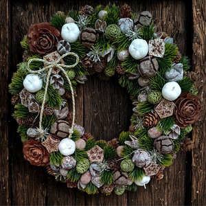 Karácsonyi kopogtató led világítással, Karácsony, Adventi díszek, Adventi ajtódísz, Virágkötés, MESKA