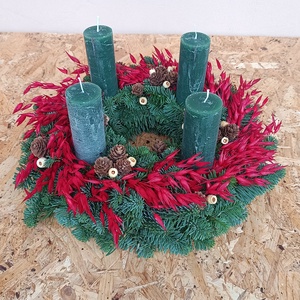 Adventi koszorú zöld színű gyertyákkal - karácsony - adventi díszek - adventi koszorú - Meska.hu