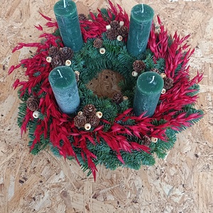 Adventi koszorú zöld színű gyertyákkal - karácsony - adventi díszek - adventi koszorú - Meska.hu