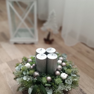 Adventi asztaldísz led világítással , Karácsony, Adventi díszek, Adventi asztaldísz, Virágkötés, MESKA