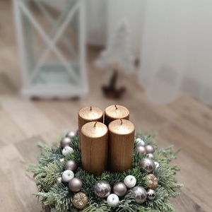 Adventi asztaldísz led világítással , Karácsony, Adventi díszek, Adventi asztaldísz, Virágkötés, MESKA