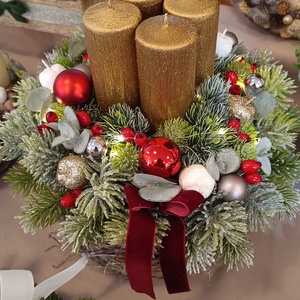 Adventi asztaldísz led világítással , Karácsony, Adventi díszek, Adventi asztaldísz, Virágkötés, MESKA