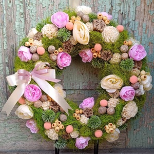 Tavaszi ajtódísz - otthon & életmód - virágdekoráció - virágdíszek - dekor koszorúk, kopogtatók - Meska.hu