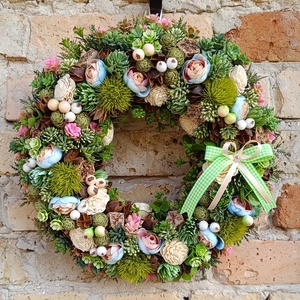 Tavaszi ajtódísz - otthon & életmód - virágdekoráció - virágdíszek - dekor koszorúk, kopogtatók - Meska.hu