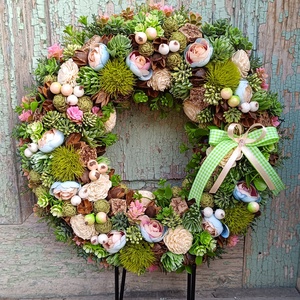 Tavaszi ajtódísz, Otthon & Életmód, Virágdekoráció, Virágdíszek, Dekor koszorúk, kopogtatók, Virágkötés, MESKA