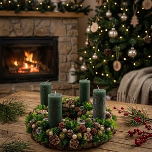 Adventi koszorú, Karácsony, Adventi díszek, Adventi koszorú, Virágkötés, MESKA