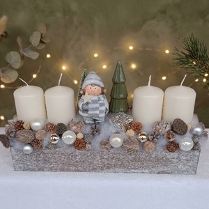 Adventi asztaldísz, Karácsony, Adventi díszek, Adventi asztaldísz, Virágkötés, MESKA