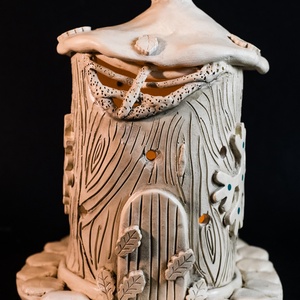 Kerámia mécsestartó és füstölő - karácsony - karácsonyi lakásdekoráció - karácsonyi falu, házikó - Meska.hu