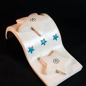 Kerámia gyertyatartó csillag, Karácsony, Karácsonyi lakásdekoráció, Ünnepi asztaldekoráció, Agyagozás, Kerámia, MESKA