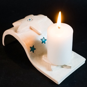 Kerámia gyertyatartó csillag - karácsony - karácsonyi lakásdekoráció - ünnepi asztaldekoráció - Meska.hu