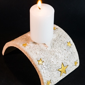 Kerámia gyertyatartó arany csillag - Meska.hu