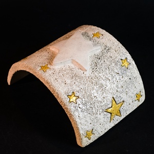 Kerámia gyertyatartó arany csillag - karácsony - karácsonyi lakásdekoráció - ünnepi asztaldekoráció - Meska.hu