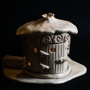 Kerámia füstölő és mécsestartó piros - karácsony - karácsonyi lakásdekoráció - ünnepi asztaldekoráció - Meska.hu