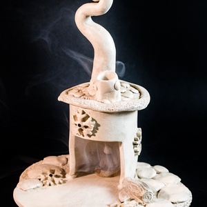 Kerámia füstölő , Karácsony, Karácsonyi lakásdekoráció, Karácsonyi falu, házikó, Agyagozás, Kerámia, MESKA