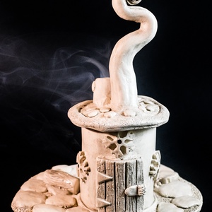 Kerámia füstölő  - karácsony - karácsonyi lakásdekoráció - karácsonyi falu, házikó - Meska.hu