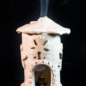 Kerámia füstölő fehér - karácsony - karácsonyi lakásdekoráció - ünnepi asztaldekoráció - Meska.hu