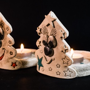 Kerámia gyertyatartó karácsonyfa - karácsony - karácsonyi lakásdekoráció - ünnepi asztaldekoráció - Meska.hu