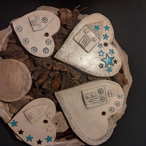 Kerámia karácsonyfa dÍszek türkiz, Karácsony, Karácsonyi lakásdekoráció, Karácsonyfadíszek, Agyagozás, Kerámia, MESKA