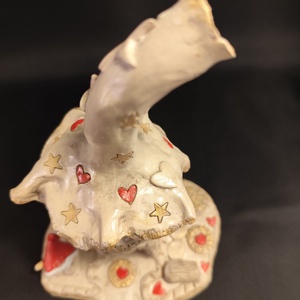 Kerámia füstölő piros - arany télapó, Otthon & Életmód, Dekoráció, Spiritualitás, Füstölő és füstölőtartó, Agyagozás, Kerámia, MESKA