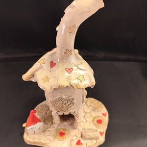 Kerámia füstölő piros - arany télapó - otthon & életmód - dekoráció - spiritualitás - füstölő és füstölőtartó - Meska.hu