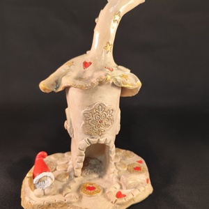 Kerámia füstölő piros - arany télapó - otthon & életmód - dekoráció - spiritualitás - füstölő és füstölőtartó - Meska.hu