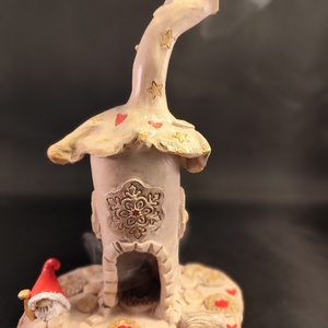 Kerámia füstölő piros - arany télapó - otthon & életmód - dekoráció - spiritualitás - füstölő és füstölőtartó - Meska.hu