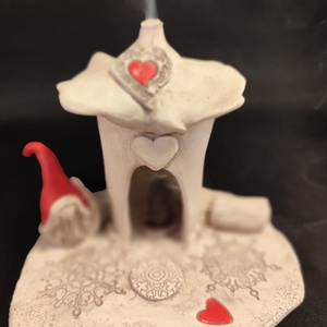 Kerámia füstölő piros télapó, Otthon & Életmód, Dekoráció, Spiritualitás, Füstölő és füstölőtartó, Agyagozás, Kerámia, MESKA