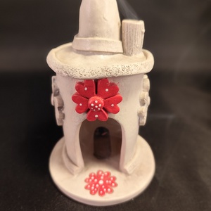 Kerámia füstölő piros virágos - otthon & életmód - dekoráció - spiritualitás - füstölő és füstölőtartó - Meska.hu