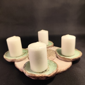 Kerámia adventi gyertyatartó zöld - Meska.hu