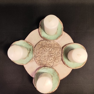 Kerámia adventi gyertyatartó zöld - karácsony - adventi díszek - adventi gyertyadíszek és koszorúdíszek - Meska.hu