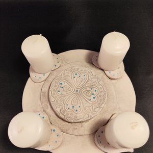 Kerámia adventi gyertyatartó türkiz - karácsony - adventi díszek - adventi gyertyadíszek és koszorúdíszek - Meska.hu