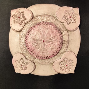 Kerámia adventi gyertyatartó magenta - Meska.hu