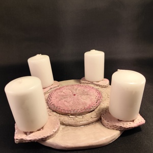 Kerámia adventi gyertyatartó magenta - karácsony - adventi díszek - adventi gyertyadíszek és koszorúdíszek - Meska.hu