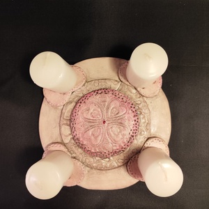 Kerámia adventi gyertyatartó magenta - karácsony - adventi díszek - adventi gyertyadíszek és koszorúdíszek - Meska.hu