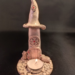 Kerámia  gyertyatartó piros - karácsony - karácsonyi lakásdekoráció - ünnepi asztaldekoráció - Meska.hu