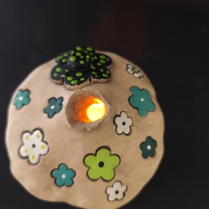 Kerámia füstölő zöld virágos - otthon & életmód - dekoráció - spiritualitás - füstölő és füstölőtartó - Meska.hu