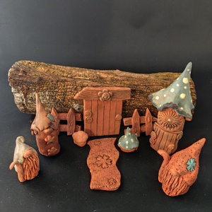 Kerámia tündérkert szürkéskék - Meska.hu