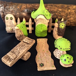 Kerámia tündérkert zöld - Meska.hu