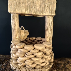 Kerámia kút vödörrel fehér - otthon & életmód - ház & kert - kerti dísz - Meska.hu