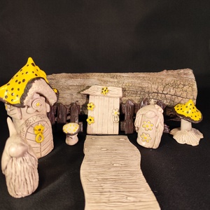 Kerámia tündérkert sárga - Meska.hu