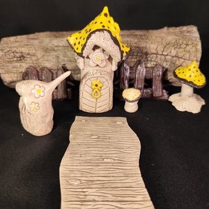 Kerámia tündérkert sárga - otthon & életmód - ház & kert - kerti dísz - Meska.hu