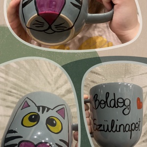 Cica arc bögre, Otthon & Életmód, Konyhafelszerelés, tálalás, Tálalás, Bögre & Csésze, Festészet, MESKA