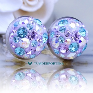 Aqua violet kristályos fülbevaló, 10 mm-es, antiallergén, Ékszer, Fülbevaló, Pötty fülbevaló, Ékszerkészítés, MESKA