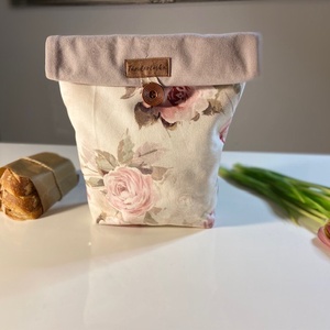 Uzsonnás táska,  PUL béléssel (élelmiszerbiztos) - Vintage rózsás - táska & tok - bevásárlás & shopper táska - shopper, textiltáska, szatyor - Meska.hu