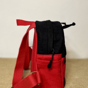 Egyedi kis lenvászon hátizsák, kézzel festett pöttyök  - játék & sport - ovis felszerelés - ovis hátizsák - Meska.hu