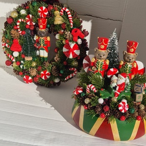 Macis diótörő szett - karácsony - adventi díszek - adventi ajtódísz - Meska.hu
